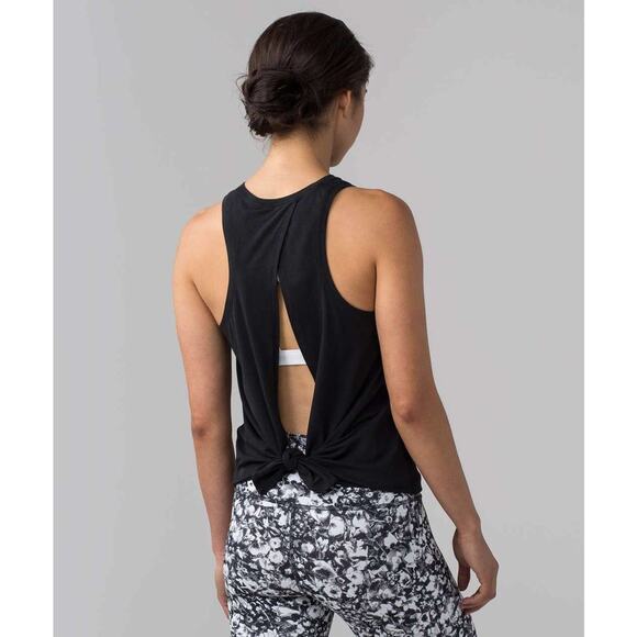 lululemon Black Open Back tie Tank Top - Picture 1 of 4